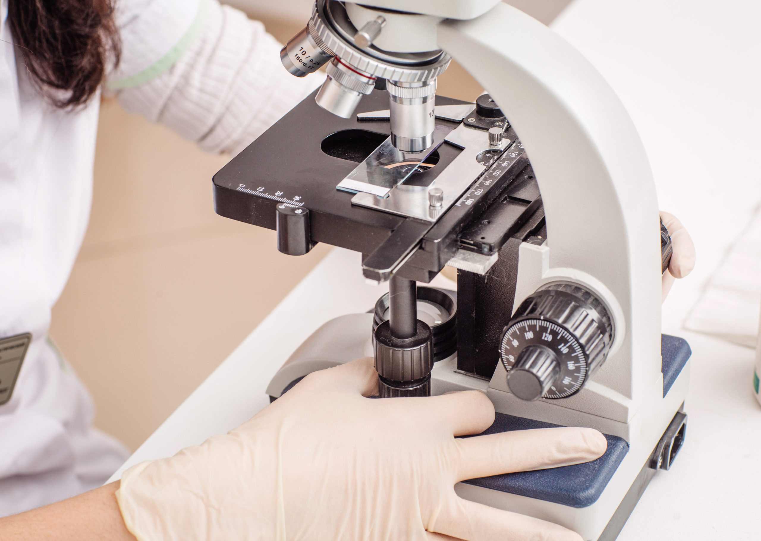 Microscope with scientist - Bovine TB
